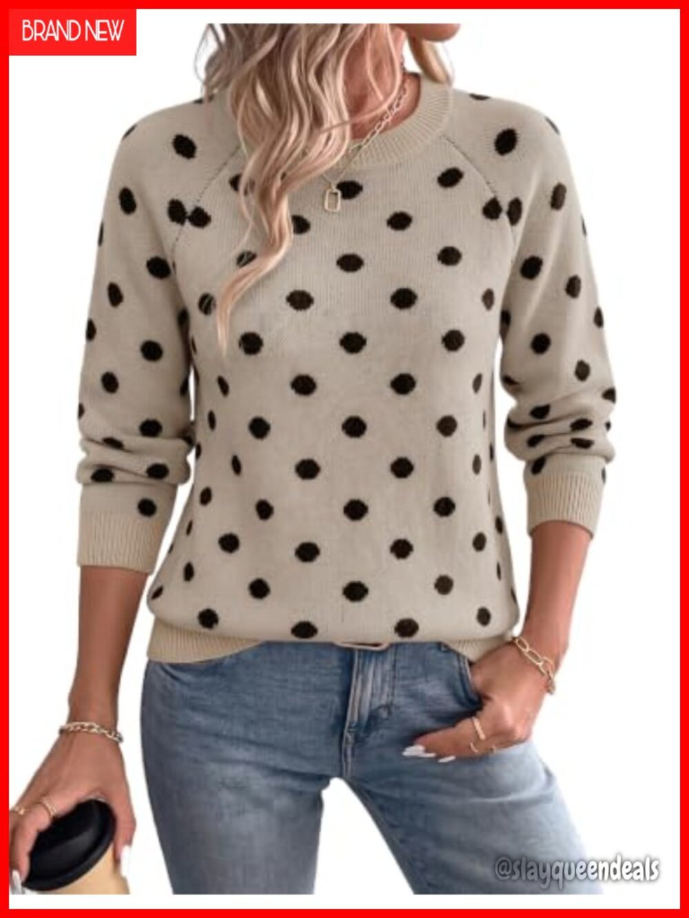 Women Crew Neck Long Sleeve Pullover Sweater Knit Top
